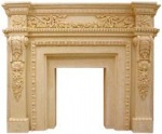 sandstone door pocket and fireplace